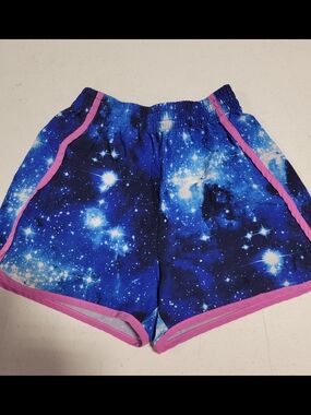 Lands' End Blue Galaxy Print Shorts with Pink Trim
